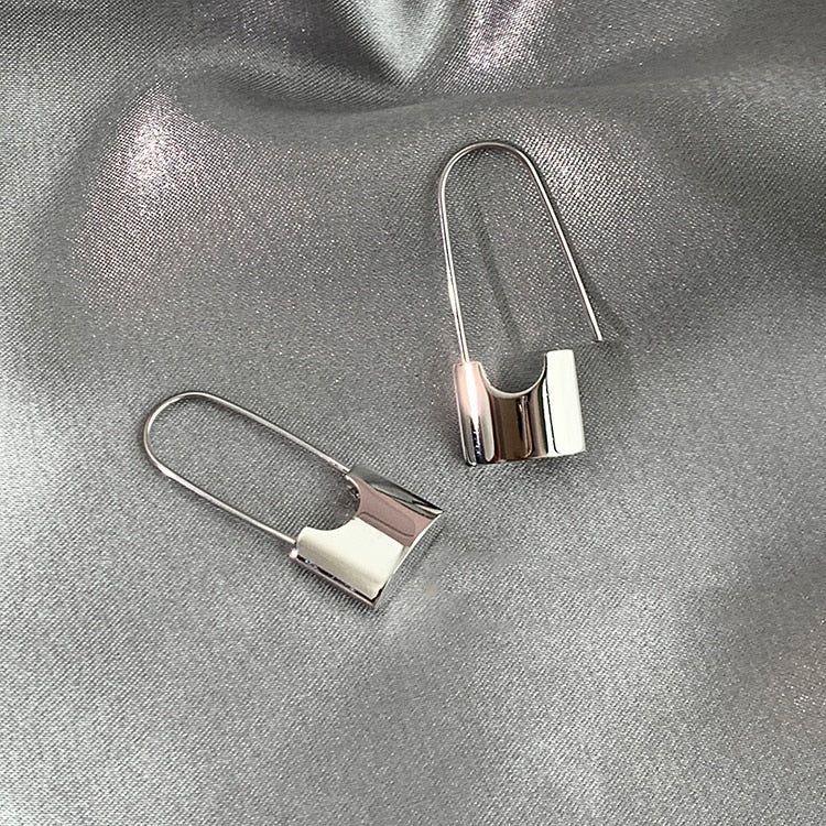 Metal Lock Unusual Earrings