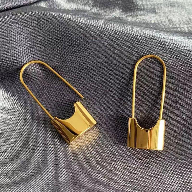 Metal Lock Unusual Earrings