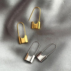 Metal Lock Unusual Earrings