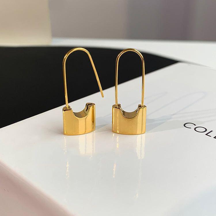 Metal Lock Unusual Earrings