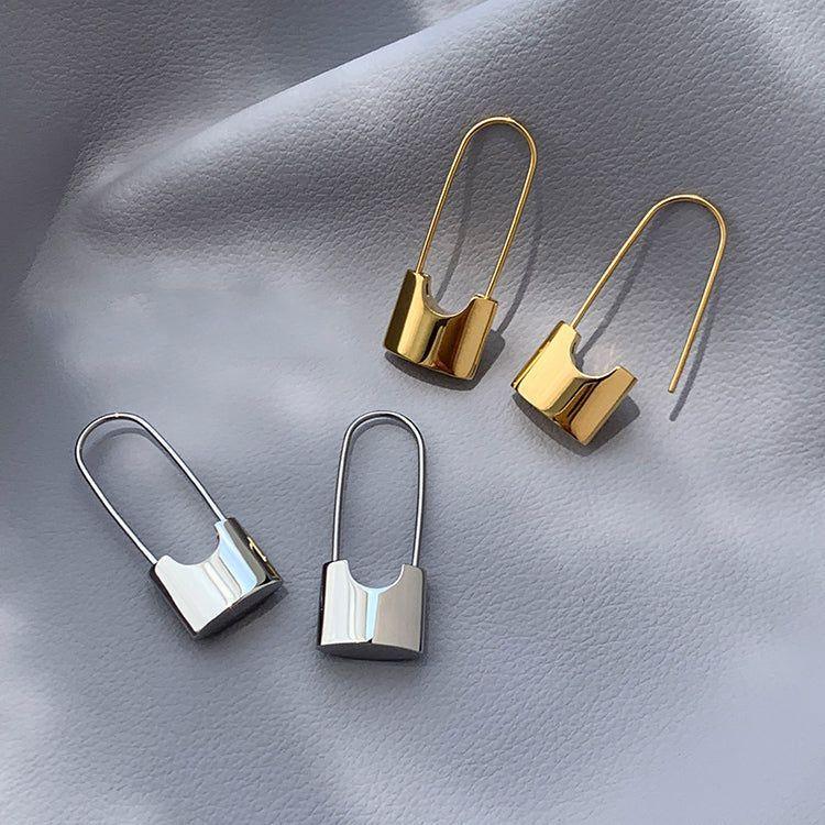 Metal Lock Unusual Earrings