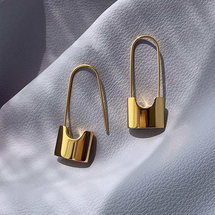 Metal Lock Unusual Earrings