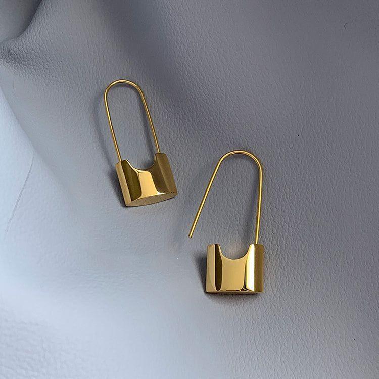 Metal Lock Unusual Earrings