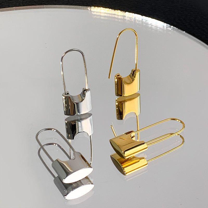 Metal Lock Unusual Earrings