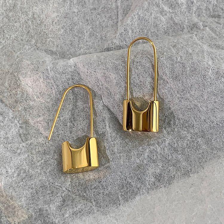 Metal Lock Unusual Earrings