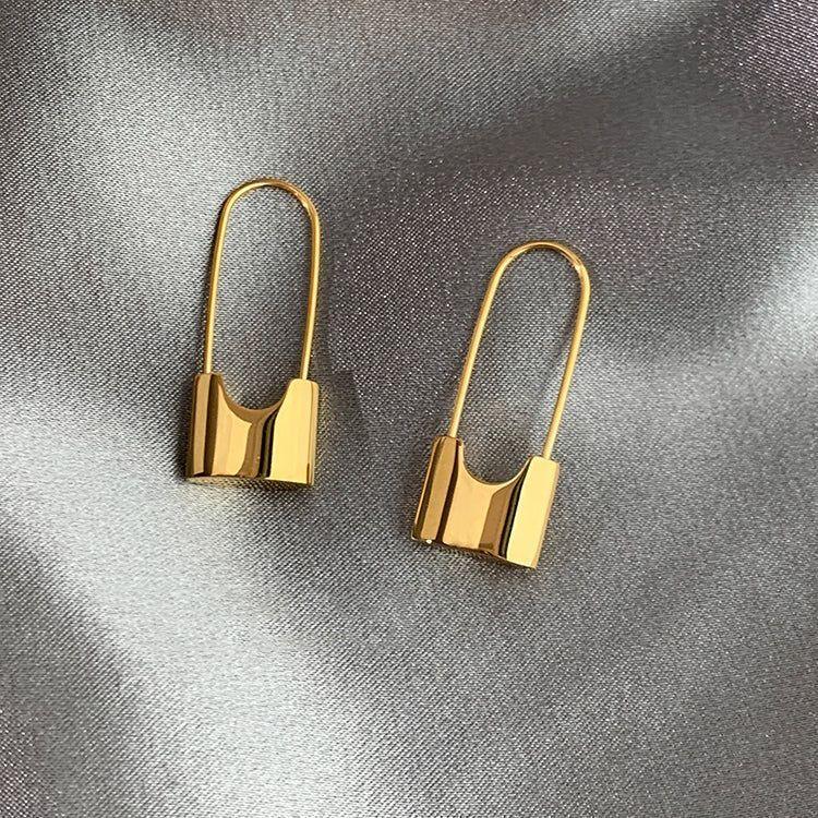 Metal Lock Unusual Earrings