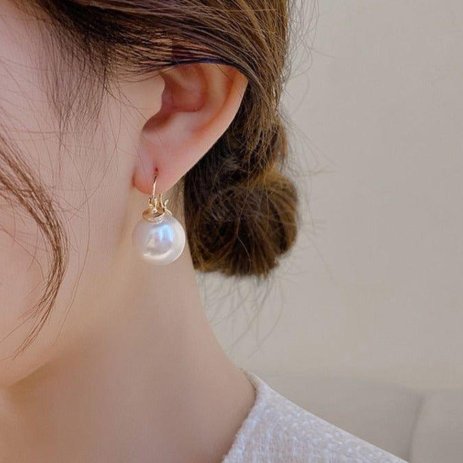 Simple Big Pearl Ball Earrings