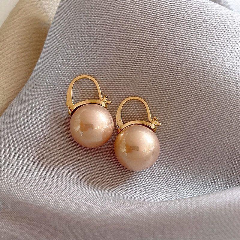 Simple Big Pearl Ball Earrings