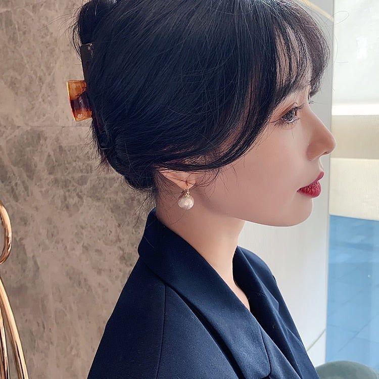 Simple Big Pearl Ball Earrings
