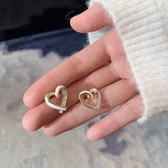 White Peach Heart Mini Earrings