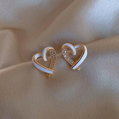 White Peach Heart Mini Earrings