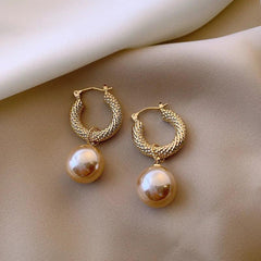 Woven Circle Pearl Big Earrings