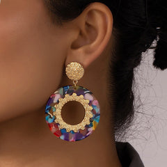 Colorful Acetate Round Earrings