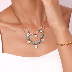 Blue Turquoise Round Eye Bead Necklace