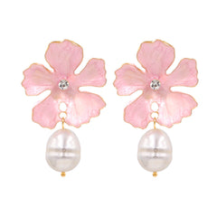 Flaxmaker Sweet Flower and Pearl Earrings