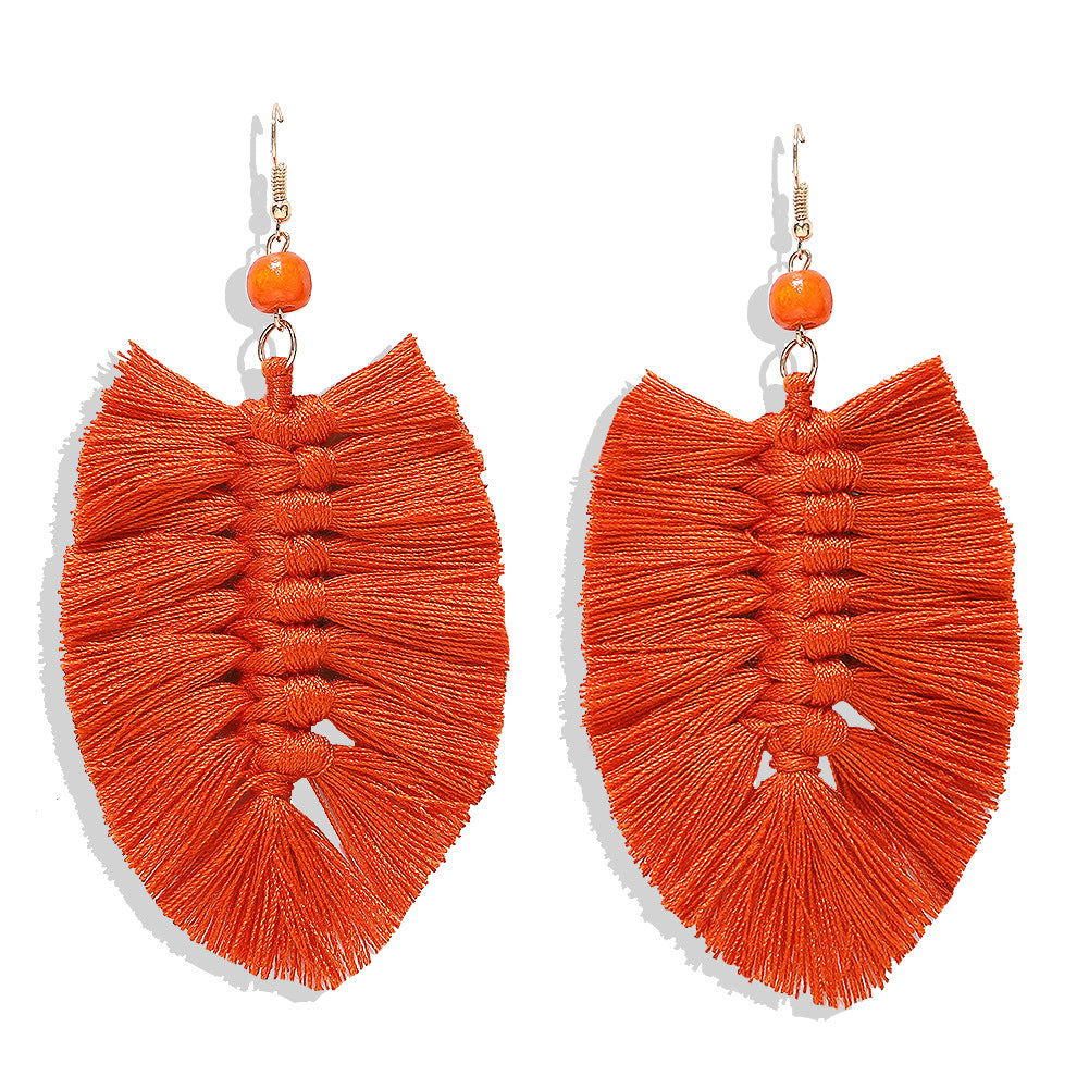 Hand-woven tassel earrings