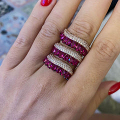 Finger Ring Trendy Rain Curtain Cubic Zircon Statement Bohemian Style