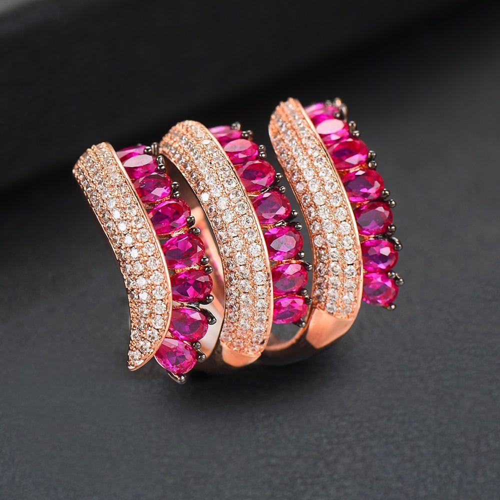 Finger Ring Trendy Rain Curtain Cubic Zircon Statement Bohemian Style