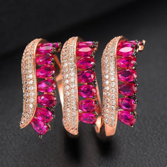 Finger Ring Trendy Rain Curtain Cubic Zircon Statement Bohemian Style