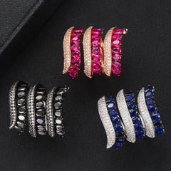 Finger Ring Trendy Rain Curtain Cubic Zircon Statement Bohemian Style