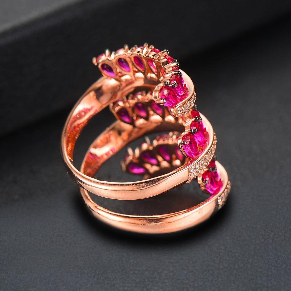 Finger Ring Trendy Rain Curtain Cubic Zircon Statement Bohemian Style