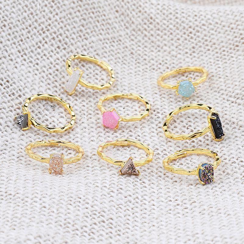 Finger Rings 32 Styles Natural Druzy Stone