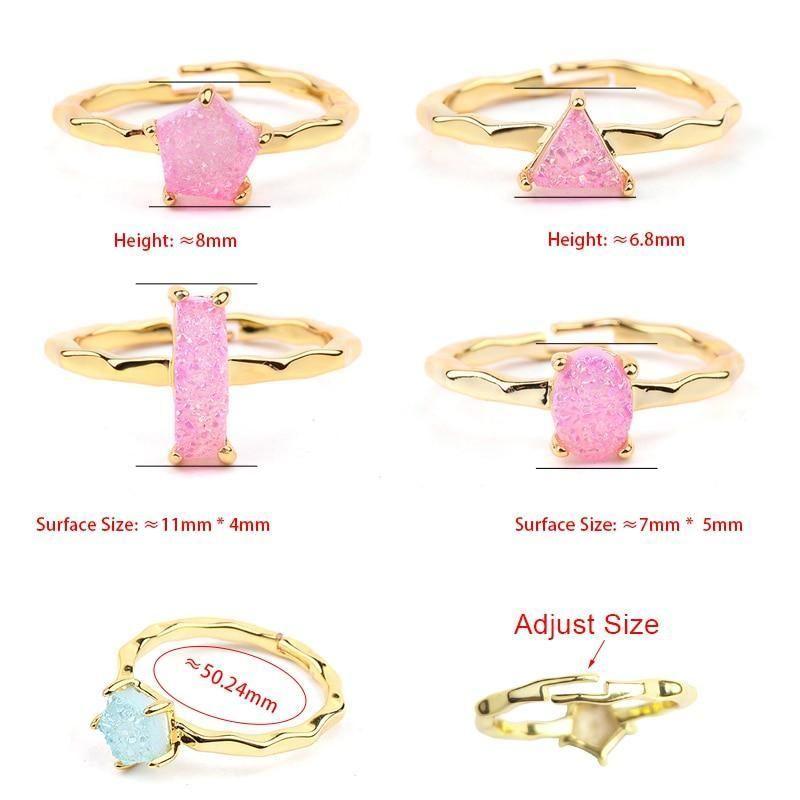 Finger Rings 32 Styles Natural Druzy Stone