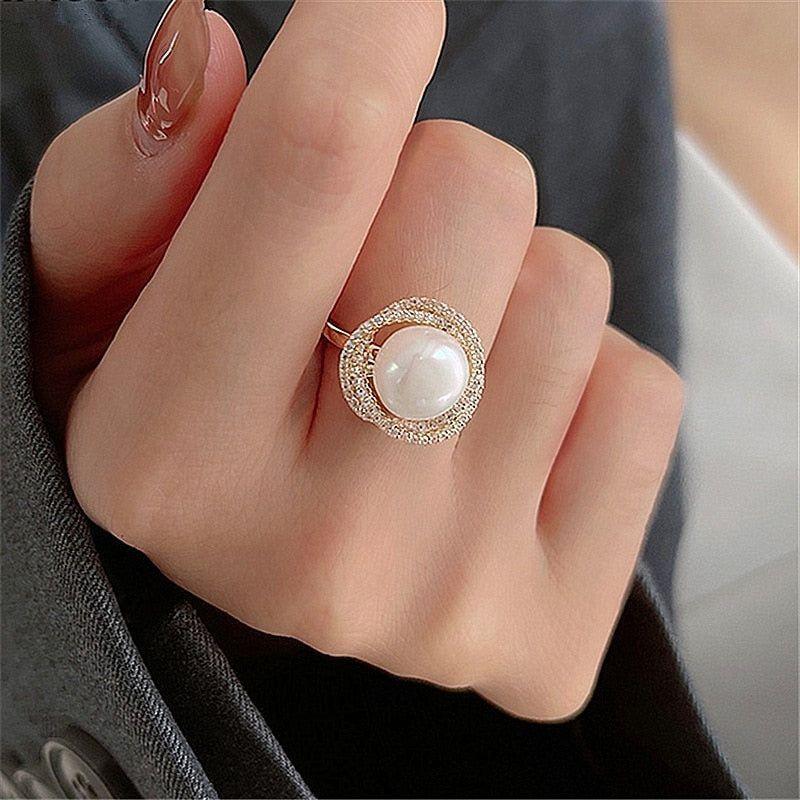 Finger Rings Classic Pearl Flower