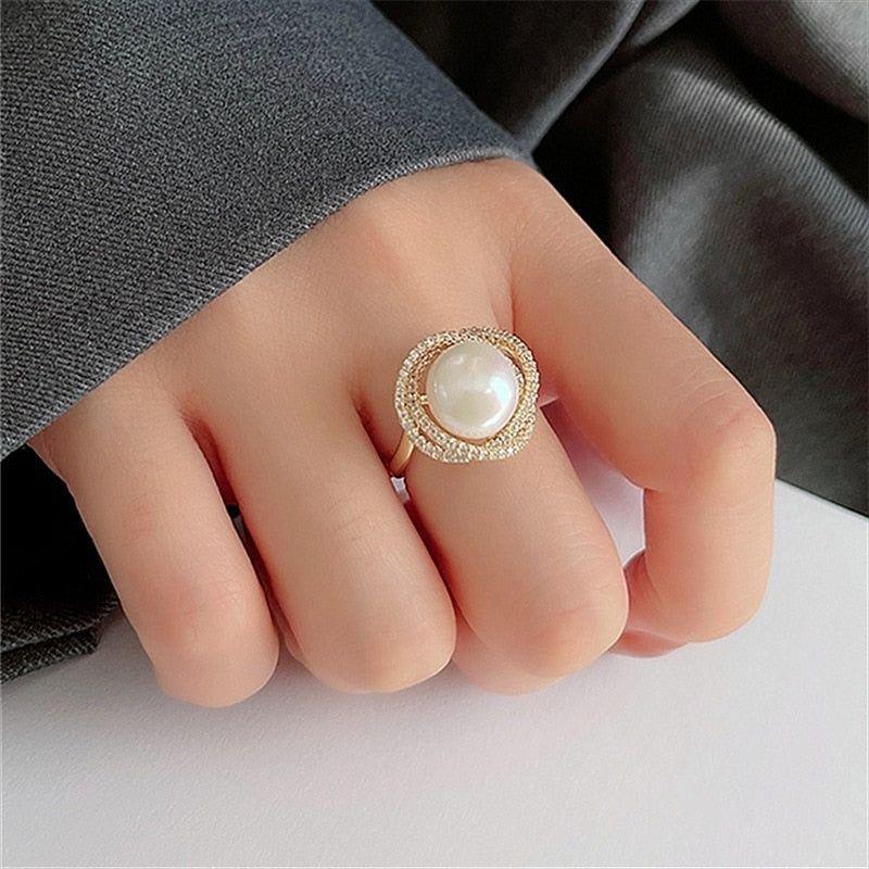 Finger Rings Classic Pearl Flower