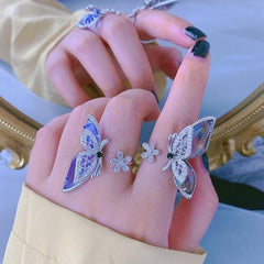 Finger Rings Flower Crystal Butterfly