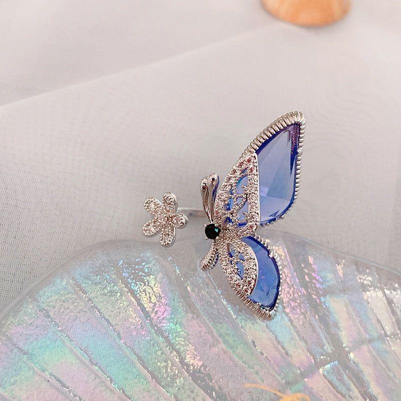 Finger Rings Flower Crystal Butterfly