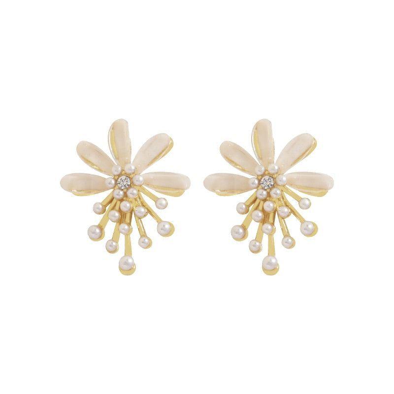 Flower Pearl Drop Earrings