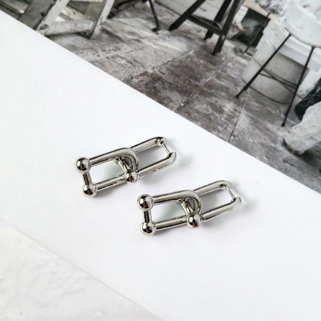 French Chunky Hoops Geometrical Earrings