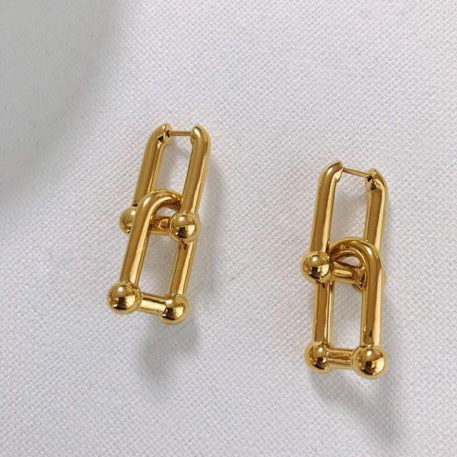 French Chunky Hoops Geometrical Earrings