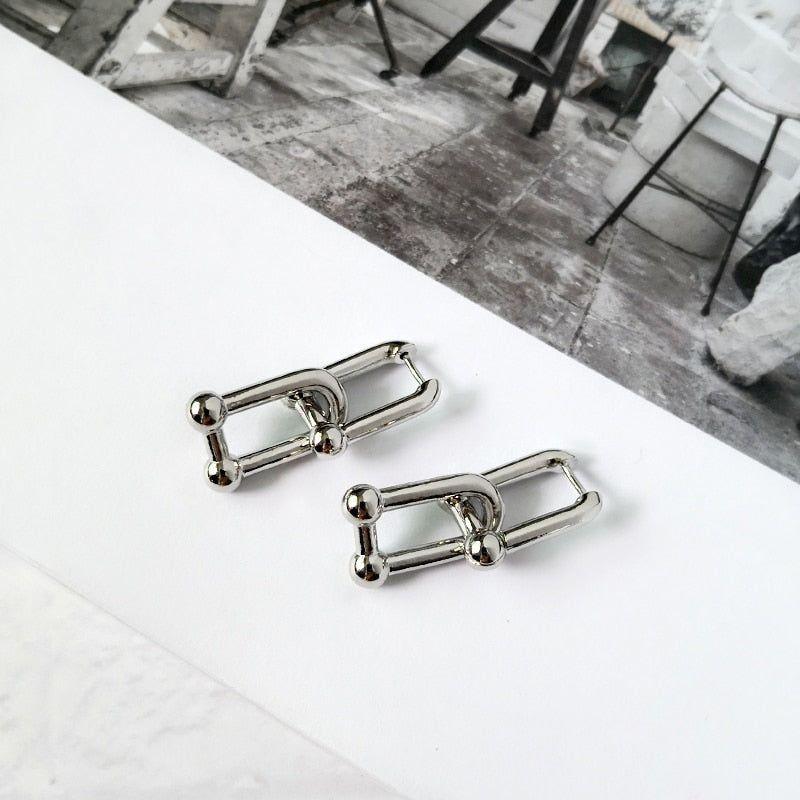 French Chunky Hoops Geometrical Earrings