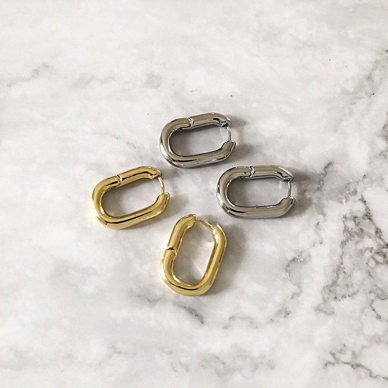 French Chunky Hoops Geometrical Earrings