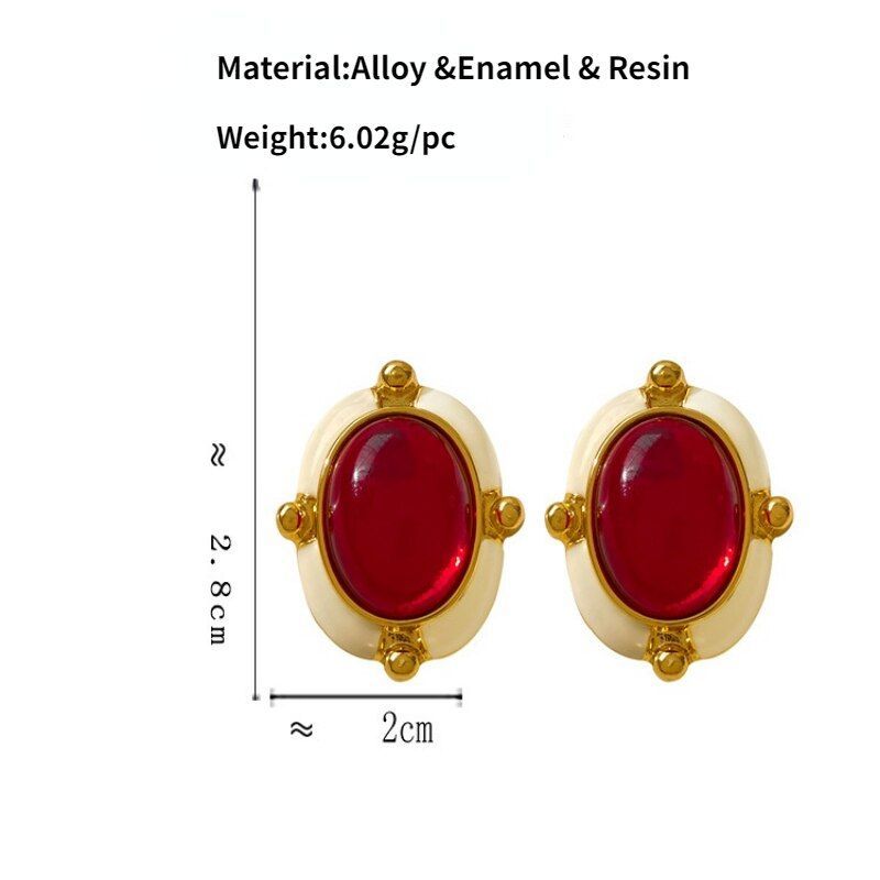 French Retro Big Red Stud Earrings