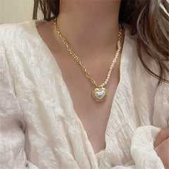 Freshwater Pearl Heart-shaped Pendant Necklaces