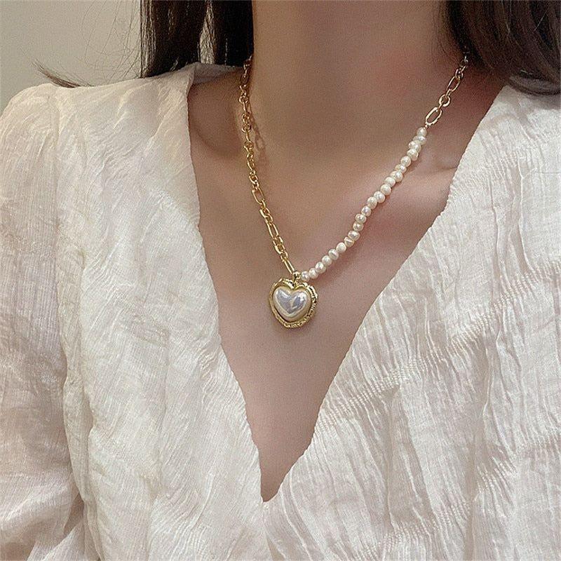 Freshwater Pearl Heart-shaped Pendant Necklaces