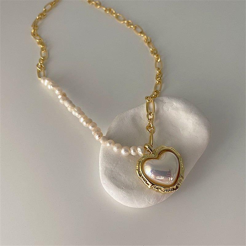 Freshwater Pearl Heart-shaped Pendant Necklaces