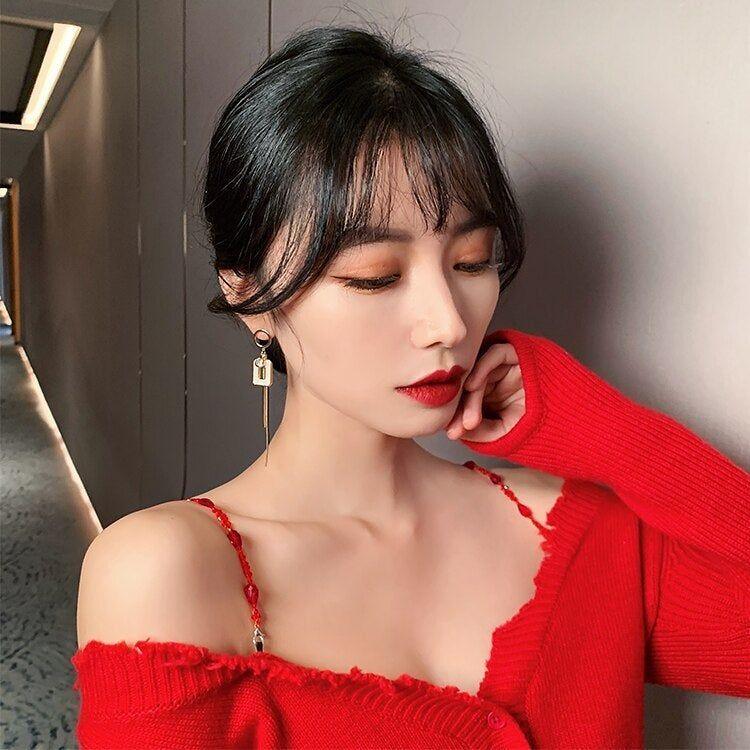 Geometric Elements Asymmetric Long Earrings