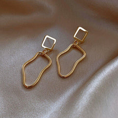 Geometric Hollow Out Metal Dangle Long Earrings