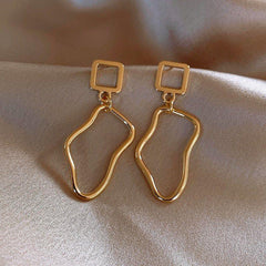 Geometric Hollow Out Metal Dangle Long Earrings