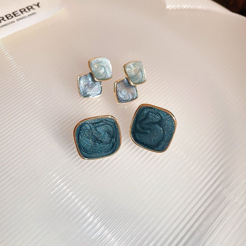 Geometric Square Stud Earrings