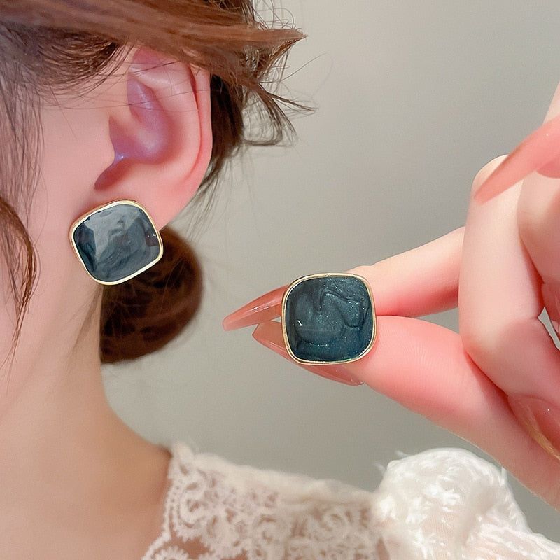 Geometric Square Stud Earrings