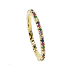 Gold Black Multi Color Rainbow Finger Ring