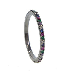 Gold Black Multi Color Rainbow Finger Ring