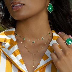 Gold Color Green Stone Bohemia Necklaces SS6666