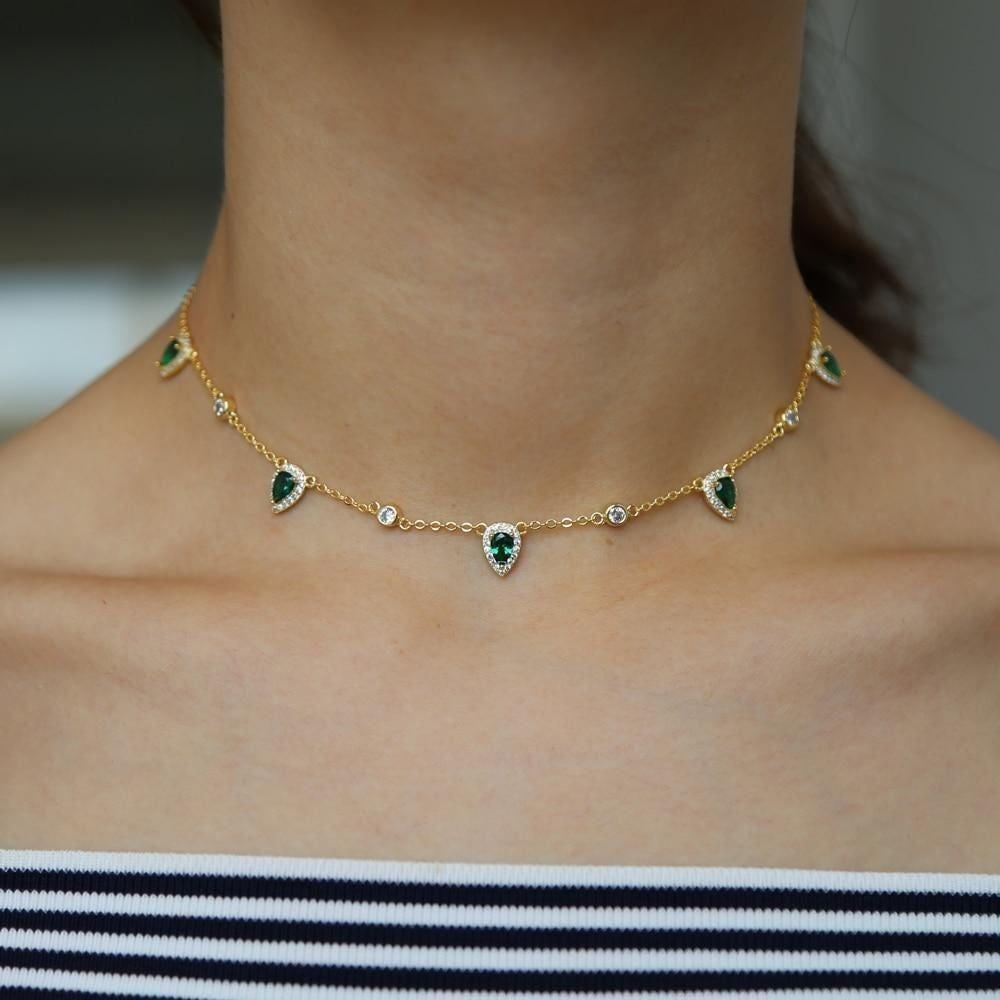 Gold Color Green Stone Bohemia Necklaces SS6666