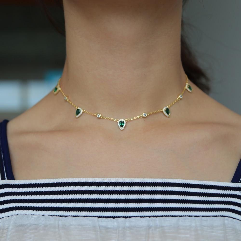 Gold Color Green Stone Bohemia Necklaces SS6666